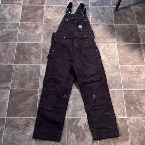Vintage 2000s Y2K Brown Carhartt double knee overalls, Size 30x32